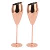 2pcs Copper Champagne Flutes Set Sturdy Thick Bottom Stainless Steel Brass Plated Champagne Glasses