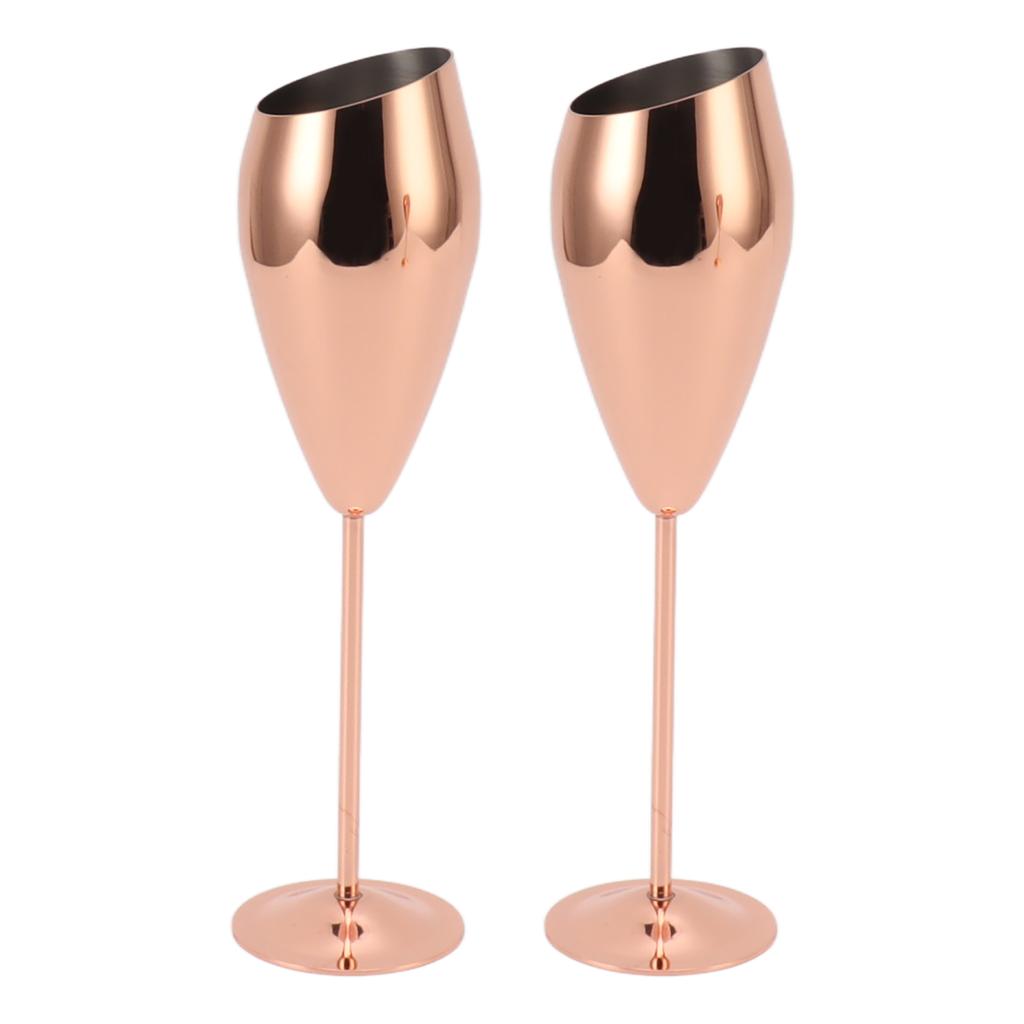 2pcs Copper Champagne Flutes Set Sturdy Thick Bottom Stainless Steel Brass Plated Champagne Glasses