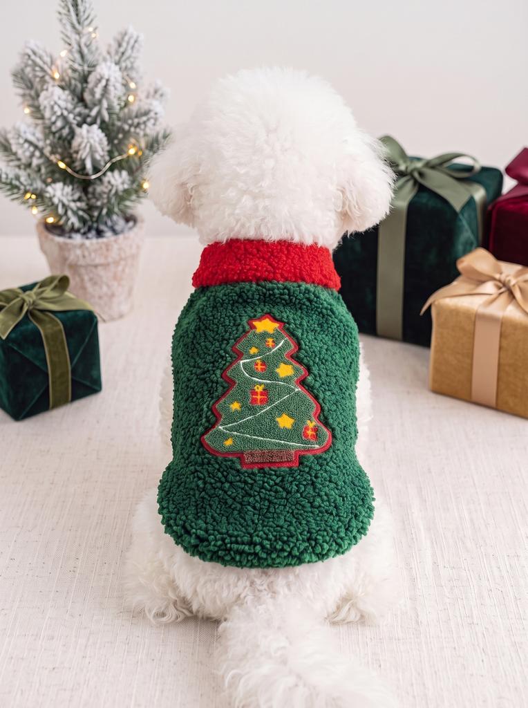 Christmas Pet Sweater Autumn and Winter Plush Warm Coat Teddy Cat Small and Medium-sized Dog Holiday Clothing