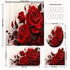 4Pcs Luxury Red Rose Shower Curtain Sets Waterproof  for Bathroom Non-Slip Bathroom Rugs Lid Toilet Cover Bath Mat Bathroom Set