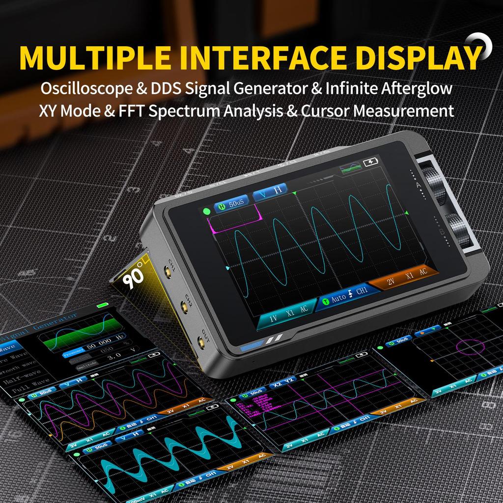 Phinirees Compact Dual-Channel Handheld Oscilloscope & High-Precision Digital Signal Generator