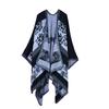 Versatile Plaid Women's Faux Cashmere Shawl: Ethnic Style Slit Cape for Autumn/Winter