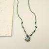 Elegant Blue Braided Rope Labradorite Necklace with Stainless Steel and Natural Stone Pendant