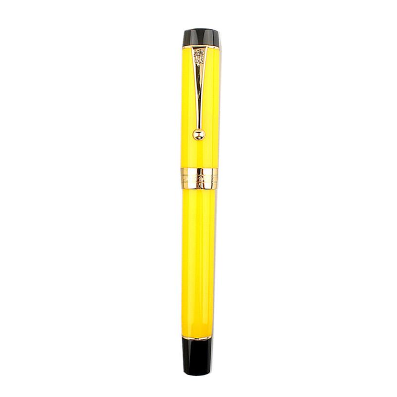Перьевая ручка Jinhao 100 Century Tofu Steel с золотым иридиевым пером, завинчивающаяся крышка - Элегантный подарочный вариант для деловых людей. 0.5mm жёлтый