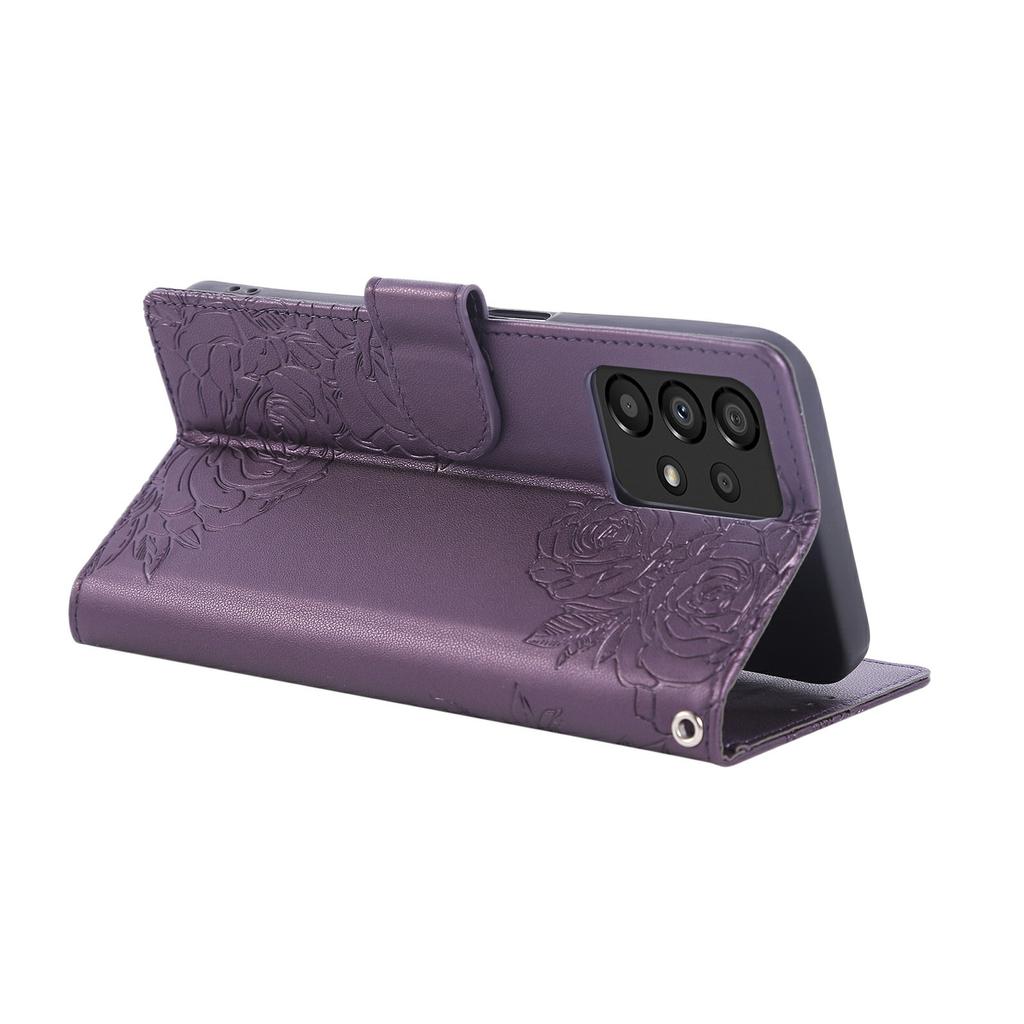 For Samsung Galaxy A23 5G (Global Version)/A23 4G Case Rose Flower PU Leather Wallet Phone Cover with 3 Card Slots