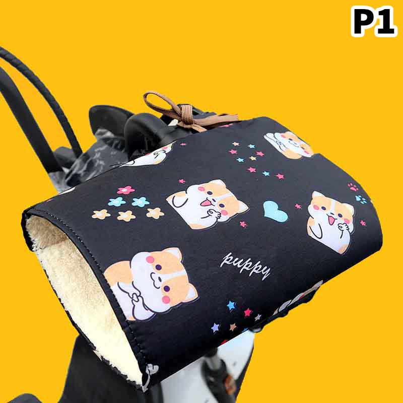 Autumn Winter Cartoon Electric Bike Warm Gloves Warm Mittens Scooters Motorcycle Electric Bike Handlebar Gloves Hand Guards