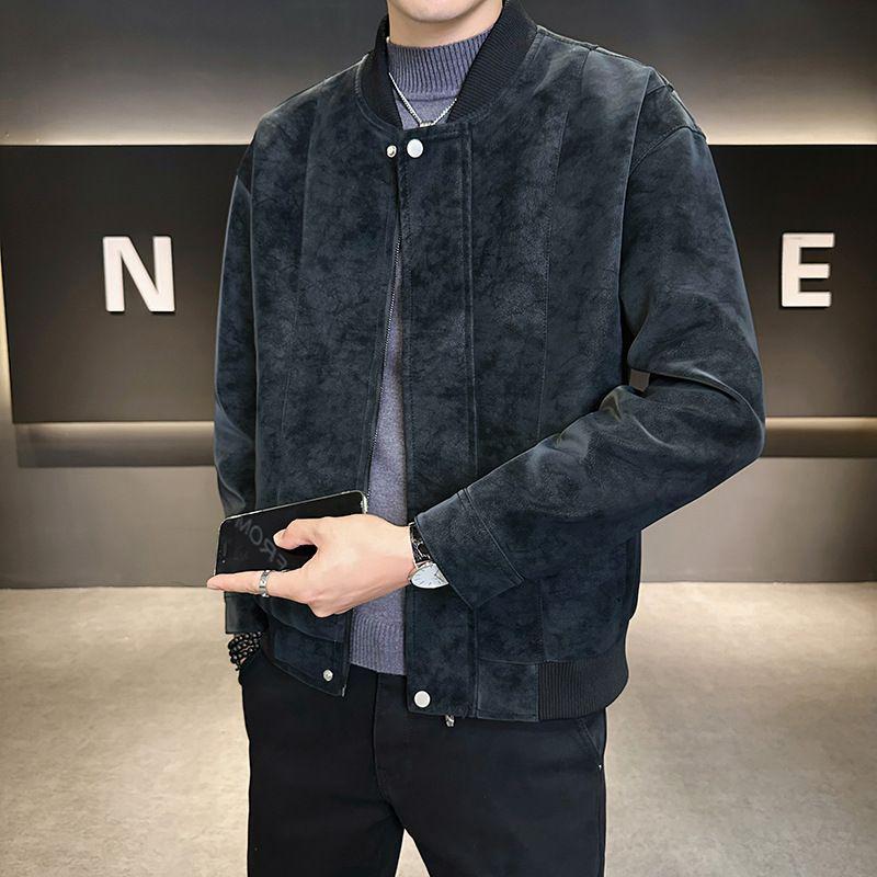 Herren Plus Size Retro Baseballkragen Lederjacke - Herbst Freizeitkleidung