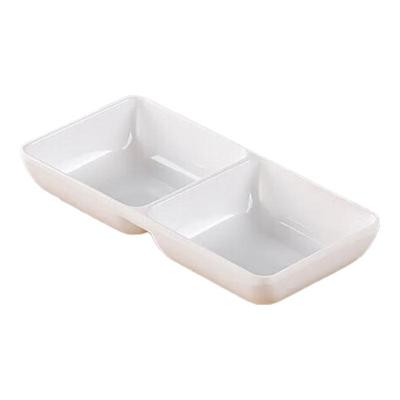 Huu Huang White Melamine Double-Compartment Dipping Dishes