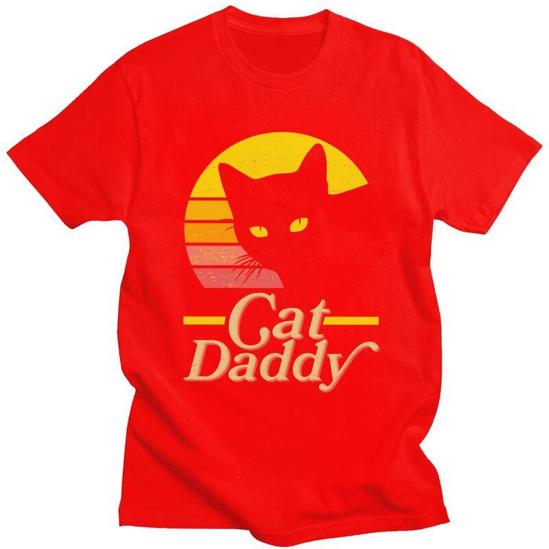 Custom Cat Daddy T Shirt for Men Tshirt Leisure Tee Short Sleeve Fathers Day Gift Tshirts Loose Fit Clothing Gift