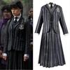 Adult Wednesday The Addams Theme Dress Cosplay Costume Wigs Nevermore School Uniform Dress Shirt Coat Tie Outfit Halloween Suit