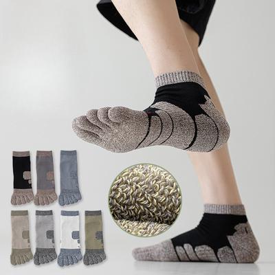 Terry Socks Men's Five Fingers Socks Towel Bottom Cotton Non-slip Anti-pilling Mesh Sweat Breathable Anti-odour Spring Socks