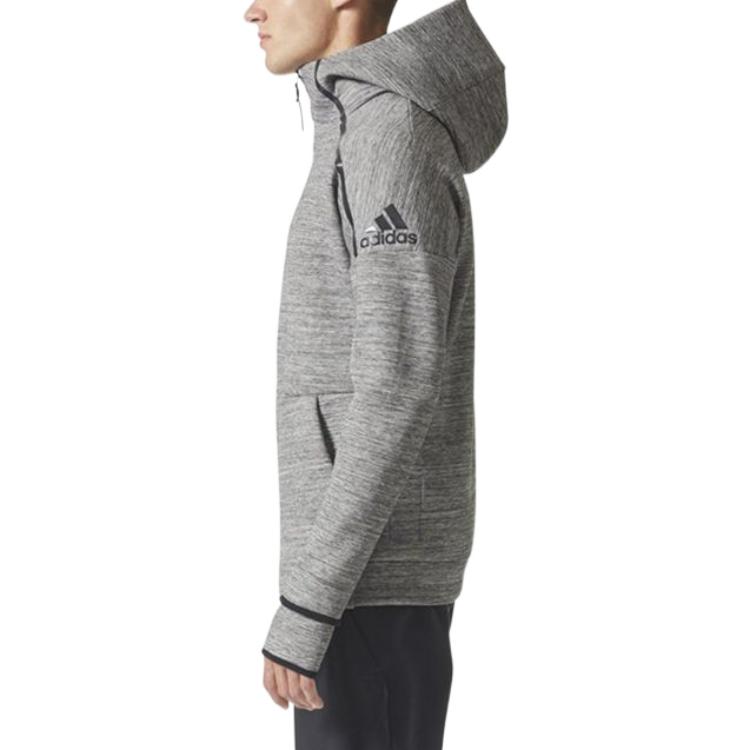 Adidas Hooded Sports Knit Jacket Men Outerwear Grey CG1484