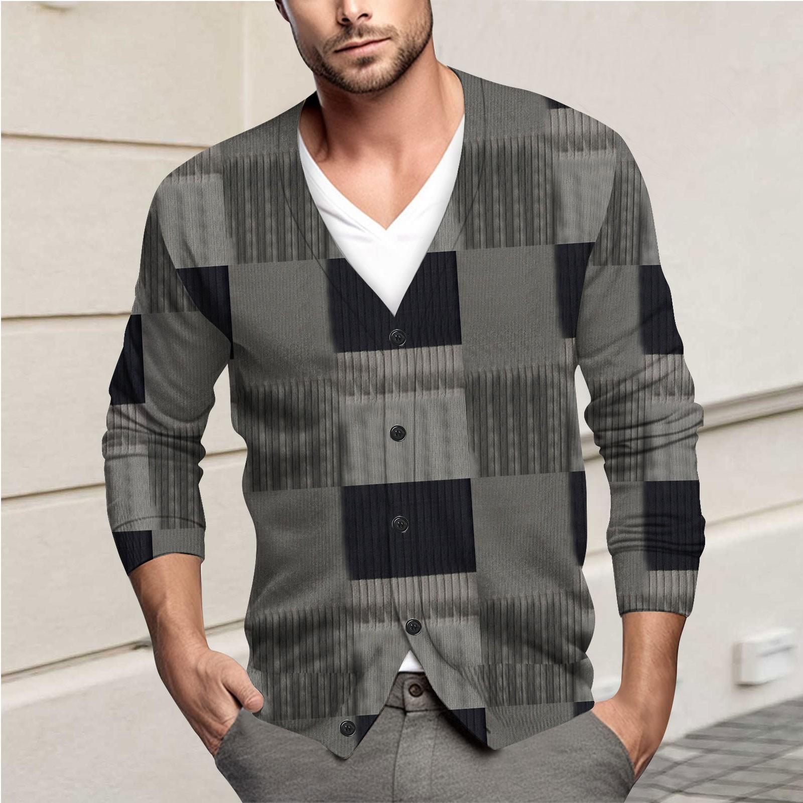 Мужская повседневная однобортная модная куртка-кардиган с длинными рукавами на пуговицах XXL 2789₽