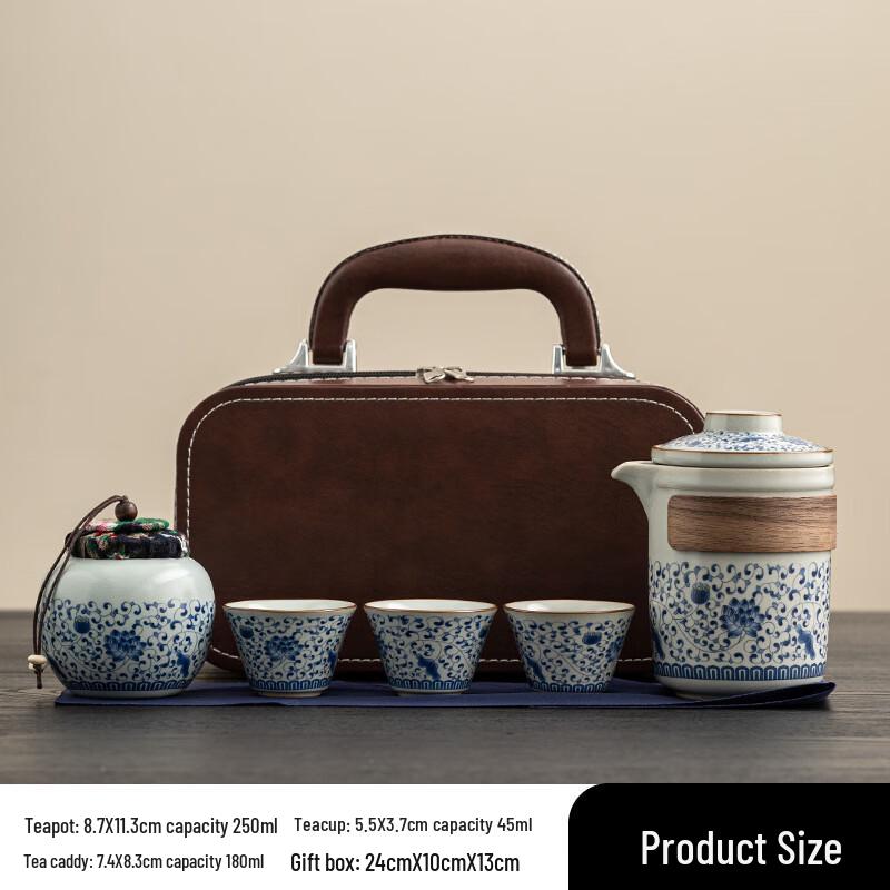 Shang Qi Ru Kiln Travel Tea Set with Carry Bag