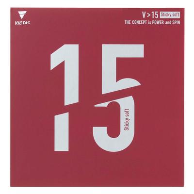 Victas Table Tennis Rubber Sticky Slightly High Energy V>15 Soft, Adhesive, Tension, Red, 2.0 (Product Code 200130)