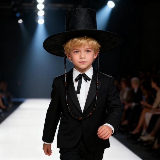 Pălărie Coreeană Tradițională de Performanță pentru Copii Pălărie Plată cu Bor Larg Pliabilă Rapid Protecție UV Cosplay Pălărie Neagră