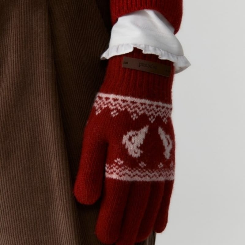 

Праздничные вязаные перчатки DEPOUND - красные red