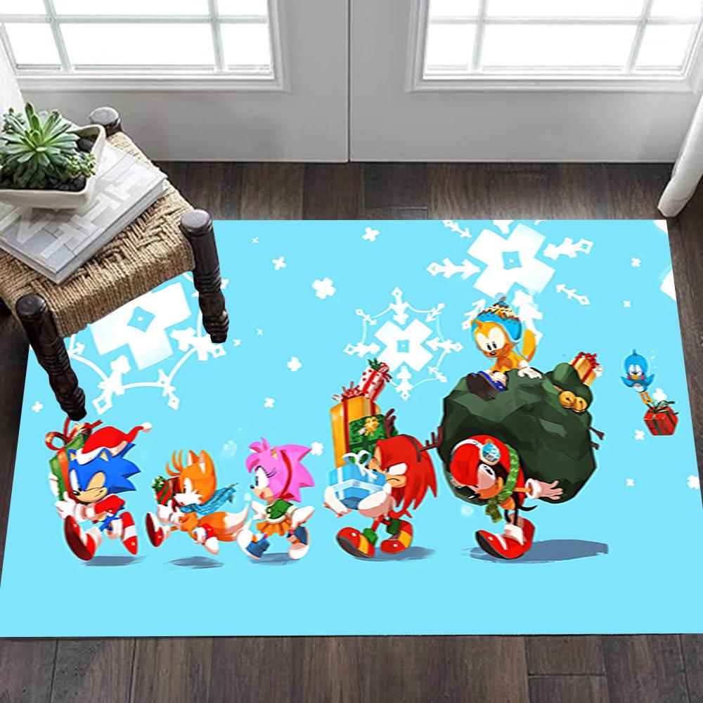 Sonic The Hedgehog Characters Decoration,Carpet,Living Room,Bedroom, Non-slip,Square rug