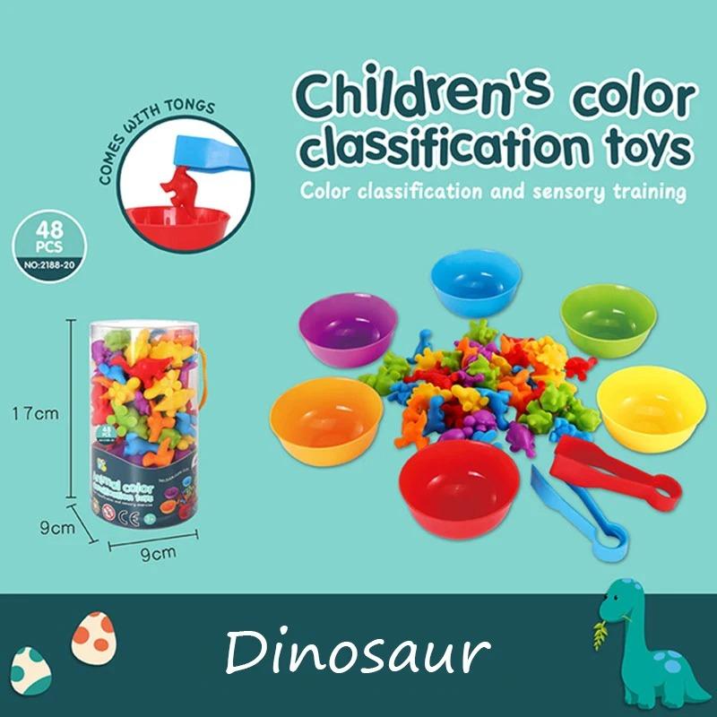 Montessori Fabric Rainbow Counting Bear Math Playthings Animal Dinosaur Colour Sorting Matching Activity Children Instructive Sensory Toy