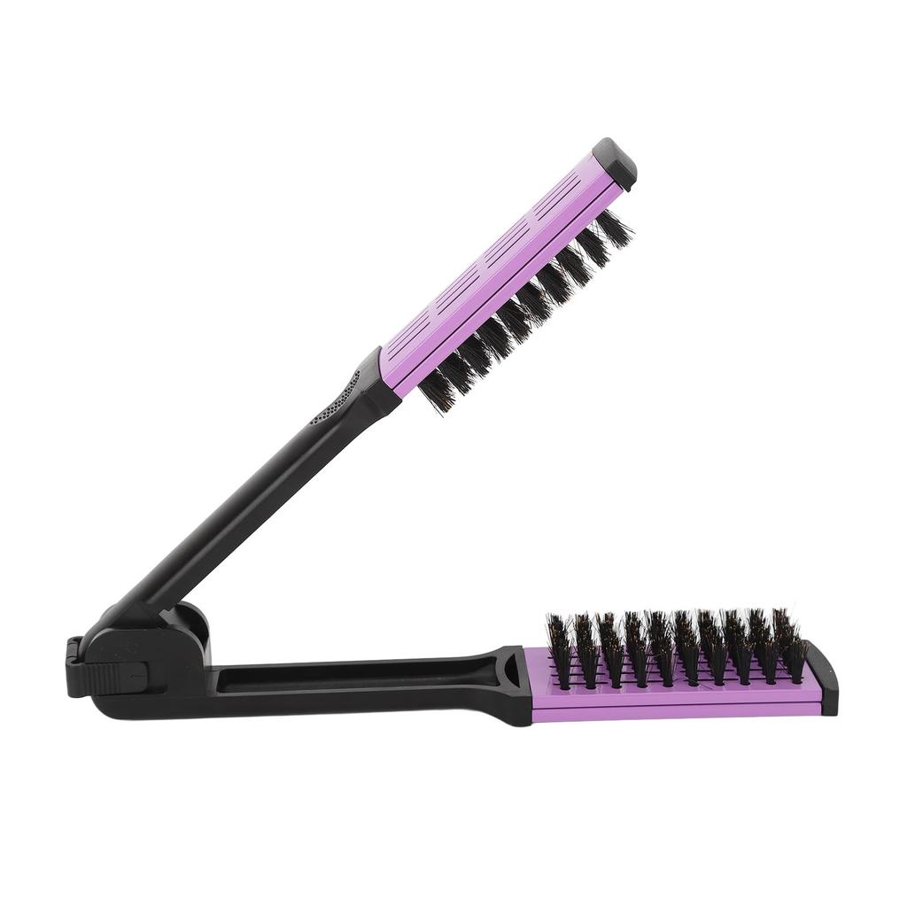 Double Brush Comb Soft Bristles Prevent Static Clamp Hair Brush Straightener with Ergonomic Handle for Hairdressing