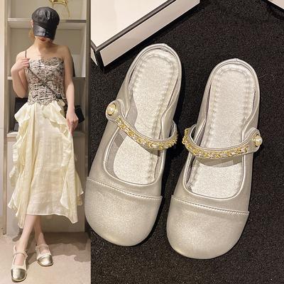 Women's Red Wedding Mary Jane Shoes Spring Square Head Shallow Mouth Pearl Thick Heeled Medium Heel Banquet Fashion Single Shoes
