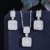 Needle Stud Earrings Slightly Inlaid Zircon Pendant Necklace Set Temperament Jewelry