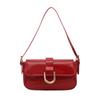 2025 New Shoulder Messenger Bag Trendy Foreign Feeling Bag Women's Retro Red Horseshoe Buckle Fashion Underarm Bag