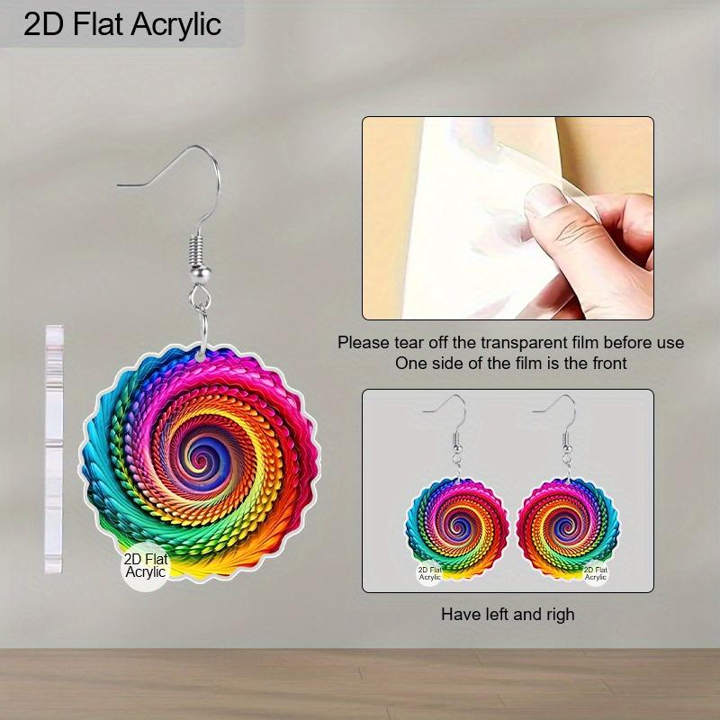 2D Flat Bohemian Colorful Swirl Pattern Acrylic Dangle Earrings Multicolor Women's Jewelry Gifts