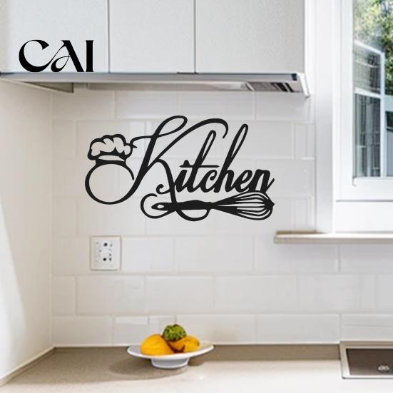 Modern Nordic Kitchen Decor Minimalist Wall Stickers, Waterproof PVC Decals with Handwritten Chef Hat Creative And Egg Beater Design, Removable