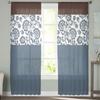Retro Indigo Pattern Tulle Curtains Balcony Room Fashion Printed Sheer Curtain Living Room Window Modern Decor