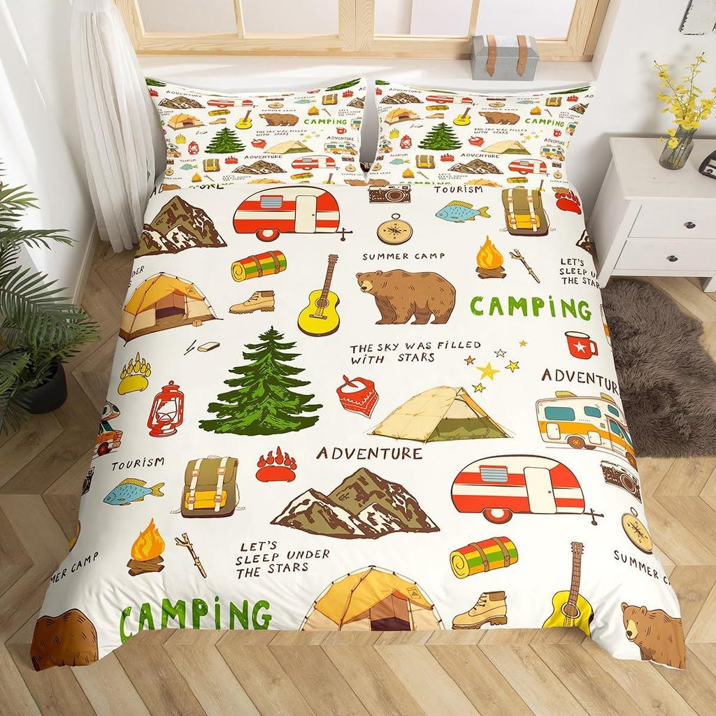 Nautical Anchor Three-Piece Quilt Cover 3D Digital Printing Bedding Set Geometric Striped Bed Cover