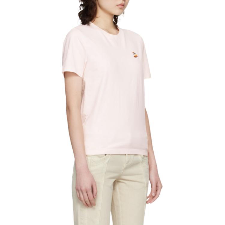 Maison Kitsune Logo Patch Round Neck Short Sleeve T-Shirt Women T-shirts QW00109KJ7026-0448