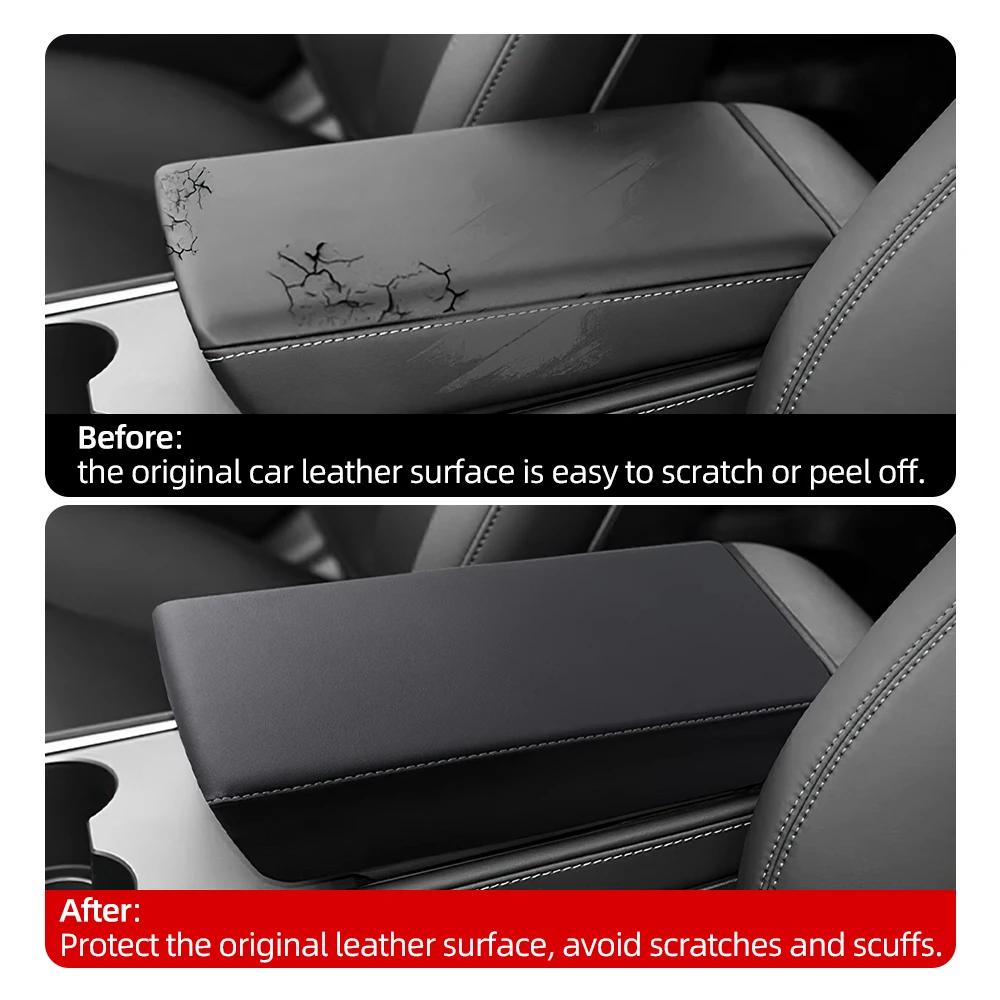 ABS Leather Center Console Protector Cover Armrest Interior Molding for Tesla Model 3 2019-2025 Model Y 2025-2026