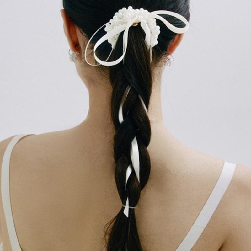 HAS HTY005 Elfenbeinperlmutt Haargummi