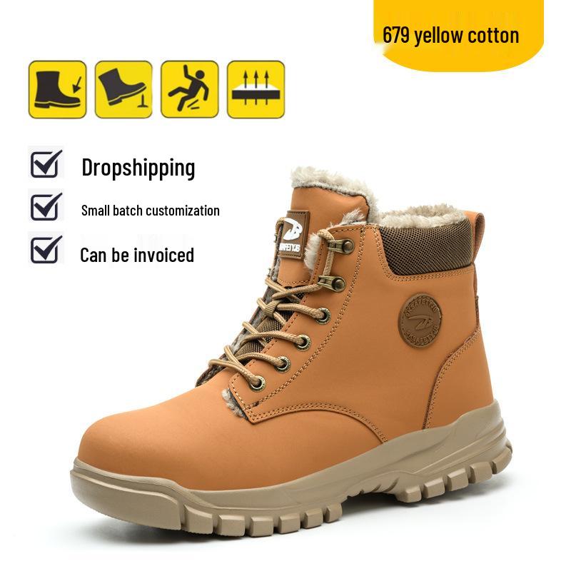 Men’s Four-Season Steel Toe Safety Boots: Anti-Smash, Anti-Puncture, Wear-Resistant, Comfortable High-Top Work Shoes