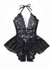 S M L Xl 2Xl Sexy Underwear Women Lace Hollow Bra Set Erotic Costume Teddy Baby Doll Dress Deep V Open Bra Porn Lingerie