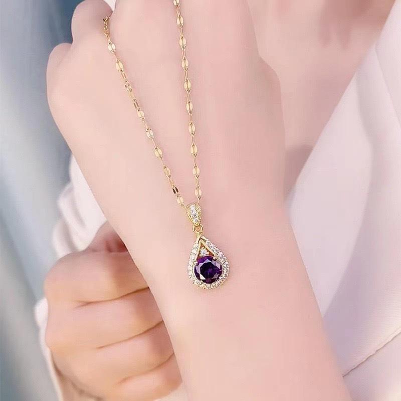 Water Drop Necklace Women'S Light Luxury Niche High Sense 1 Carat Zircon Light Luxury Versatile Collarbone Chain Jewelry Quality