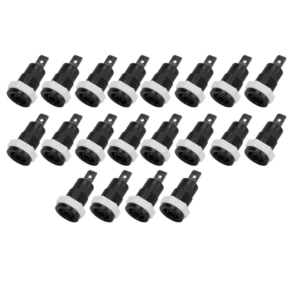 20Pcs Set Banana Socket Female Connector 4mm 0.16in Brass Terminal Stable Current for Ships RVs TrucksBlack