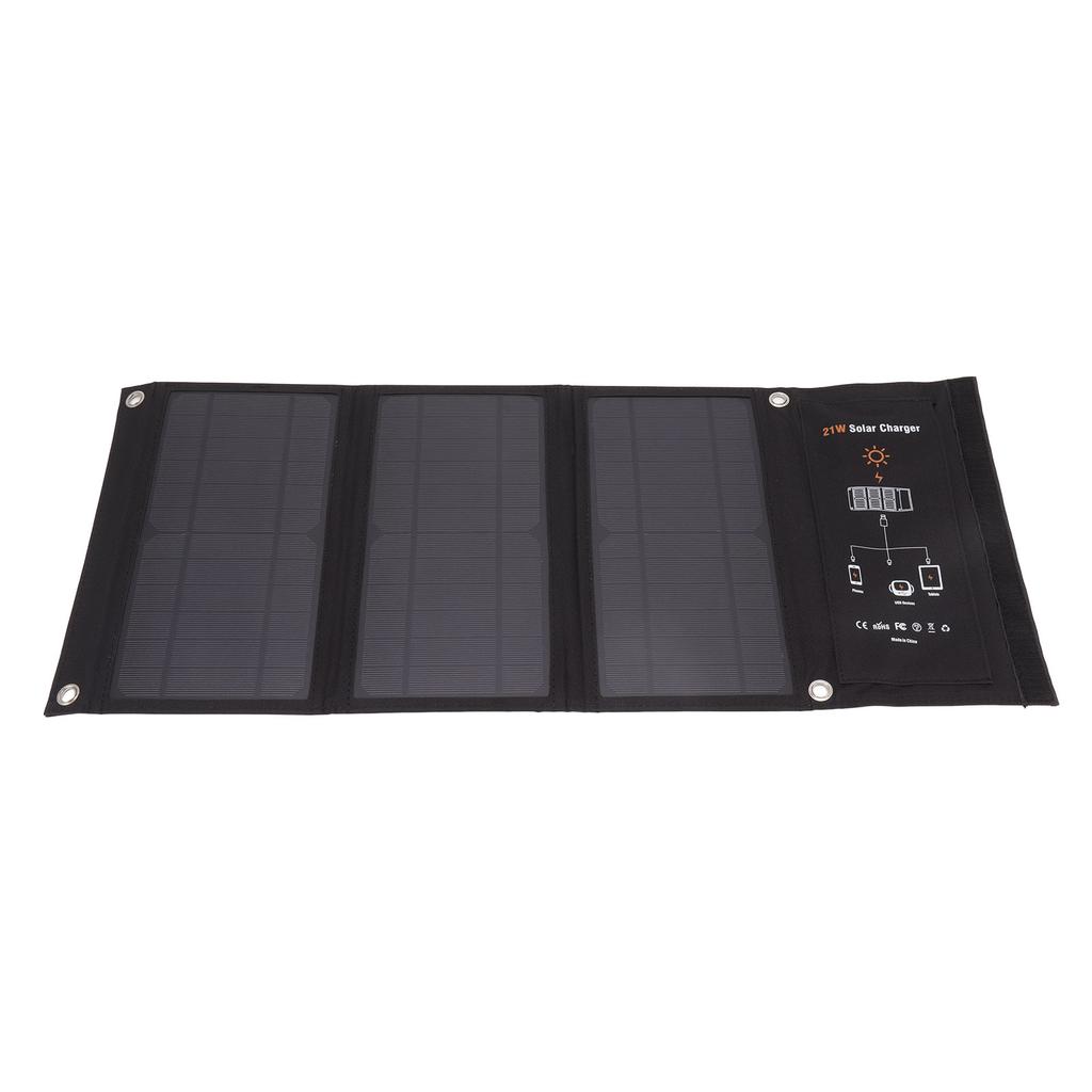 21W Foldable Solar Panel Charger Black Portable Solar Phone Charging Panels with Dual USB Port for Outdoor Hiking