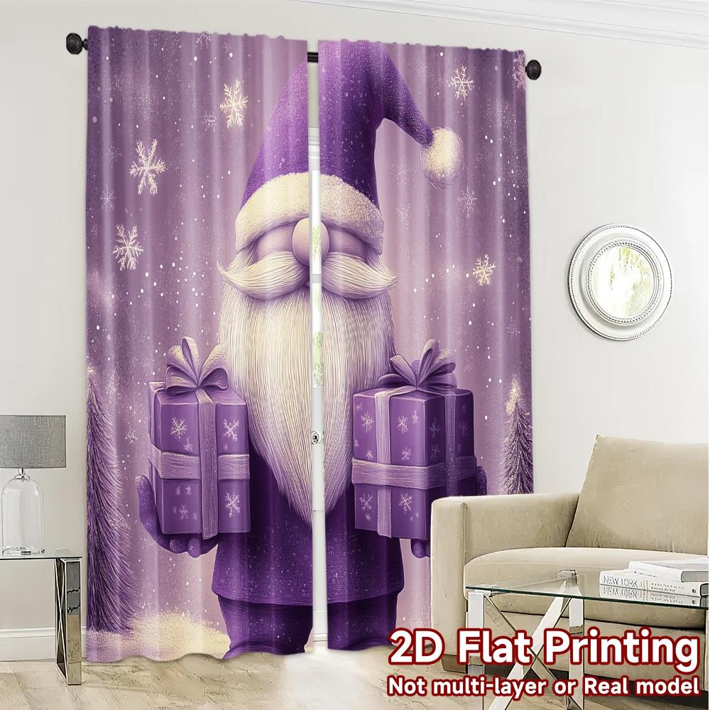 2pcs,Curtains Cute Gnome Christmas Gift Snow Modern Curtains Versatile 100% Polyester Curtains All Seasons for Bedroom, Living
