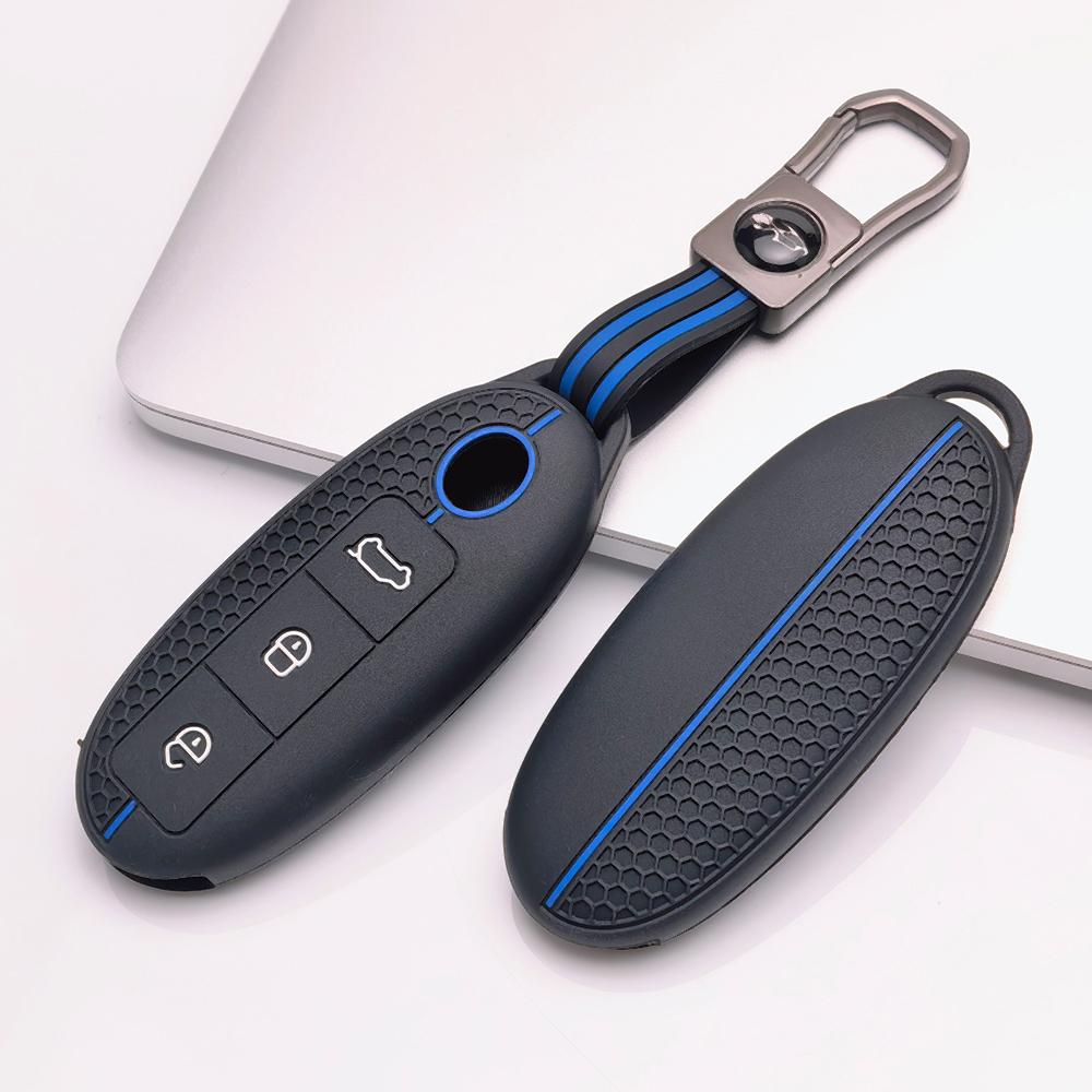 Silicone Car Key Cover with KeyChain for Dongfeng Fengguang S560 500 370 Aeolus A60 E70 Yixuan Forthing S500 F600 Rich Navara Yulon