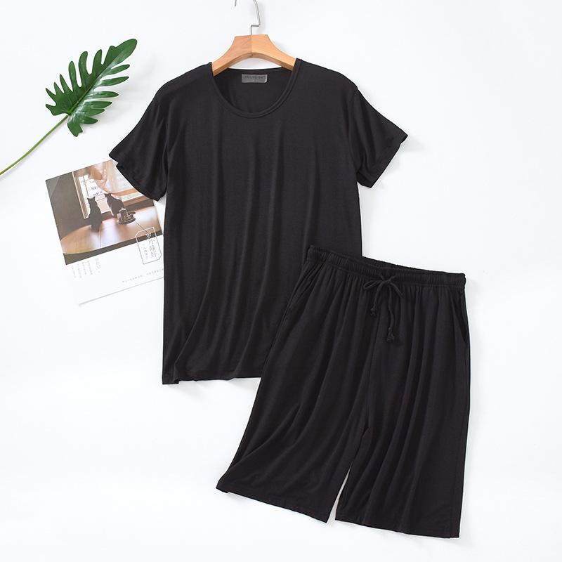 Men's Summer Thin Suit Round Neck Short Sleeved Top+shorts Can Be Worn Outside Plus Plus Size Simple and Natural Two-piece Set