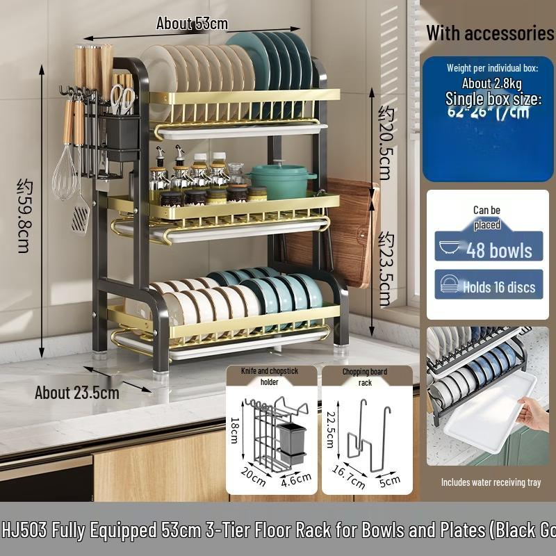Youshu Light Luxury 3-Tier Foldable Dish Rack