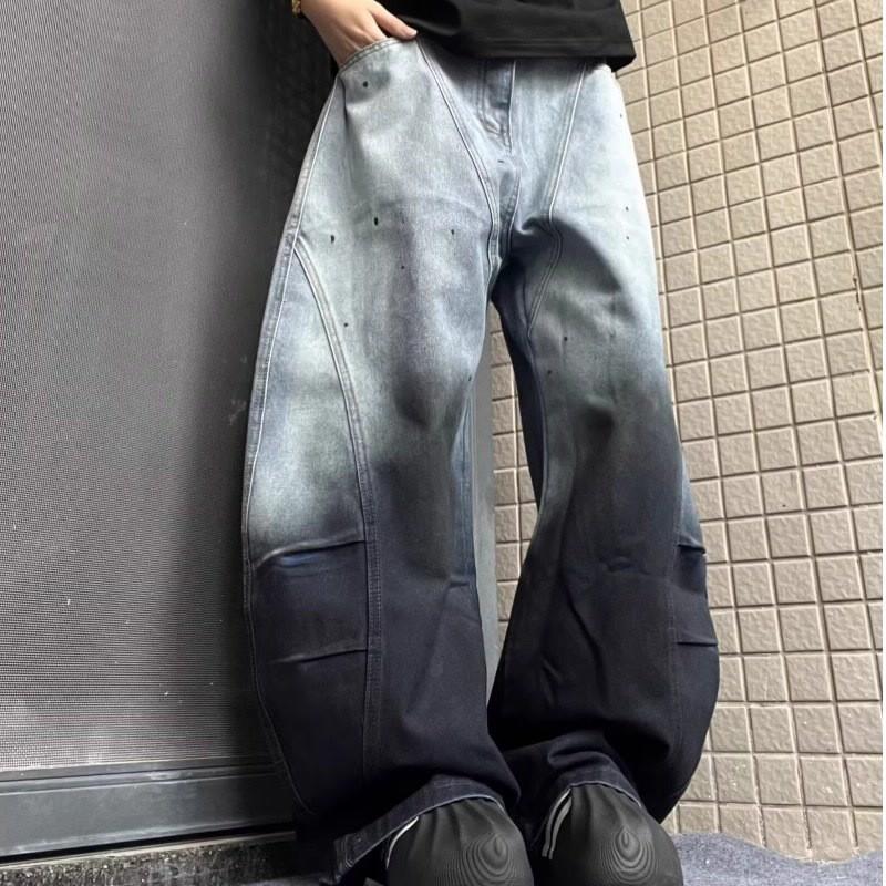 Womens Wide Leg Denim Pants High Waist Loose Fit Cropped Straight Cut Vintage Washed Jeans
