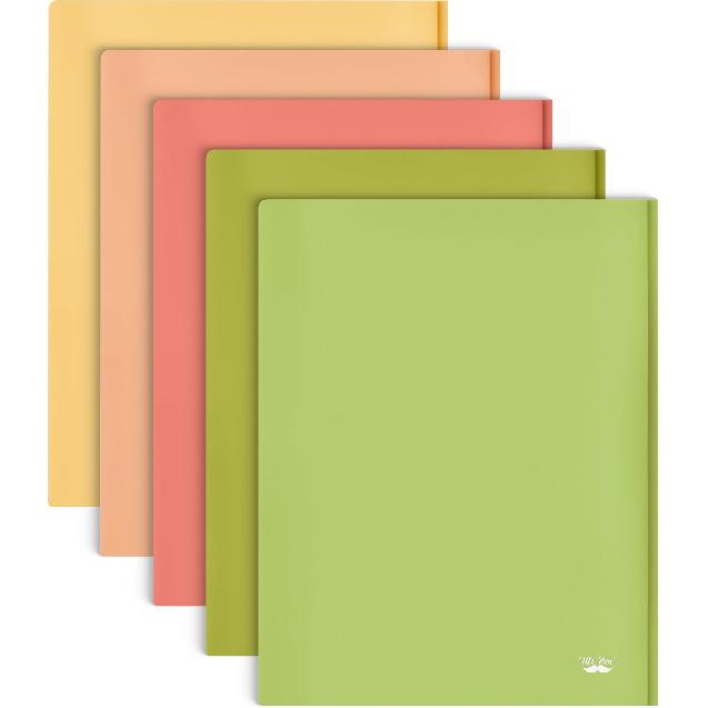 Mr. Pen- Plastic Folders with Pockets and Prong, 5 Pack, Assorted Colors, Pocket Folders, Folders with Prongs, File Folders with Fasteners, 2 Pocket
