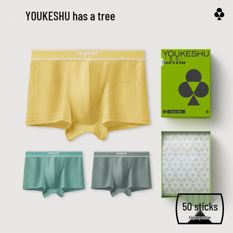 

YOUKESHU Мужские хлопковые антибактериальные боксеры-брифы, 50 штук, мультиупаковка 2XL