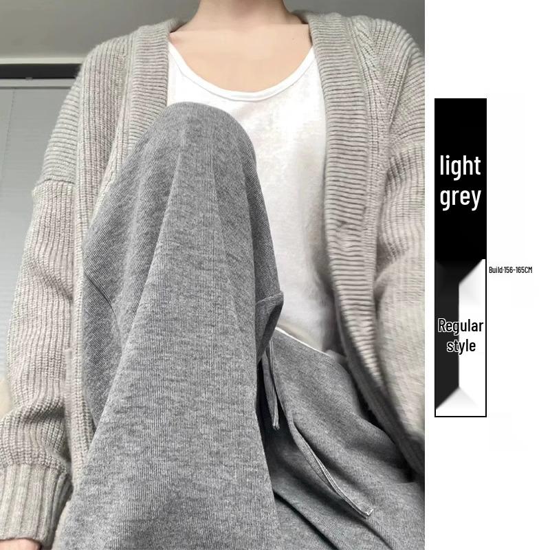 

145 Petite High Waist Wide Leg Pants - Glutinous Rice Soft Drapey Straight Leg, Perfect for Spring & Autumn. L (Recommended for 111-120 jin)