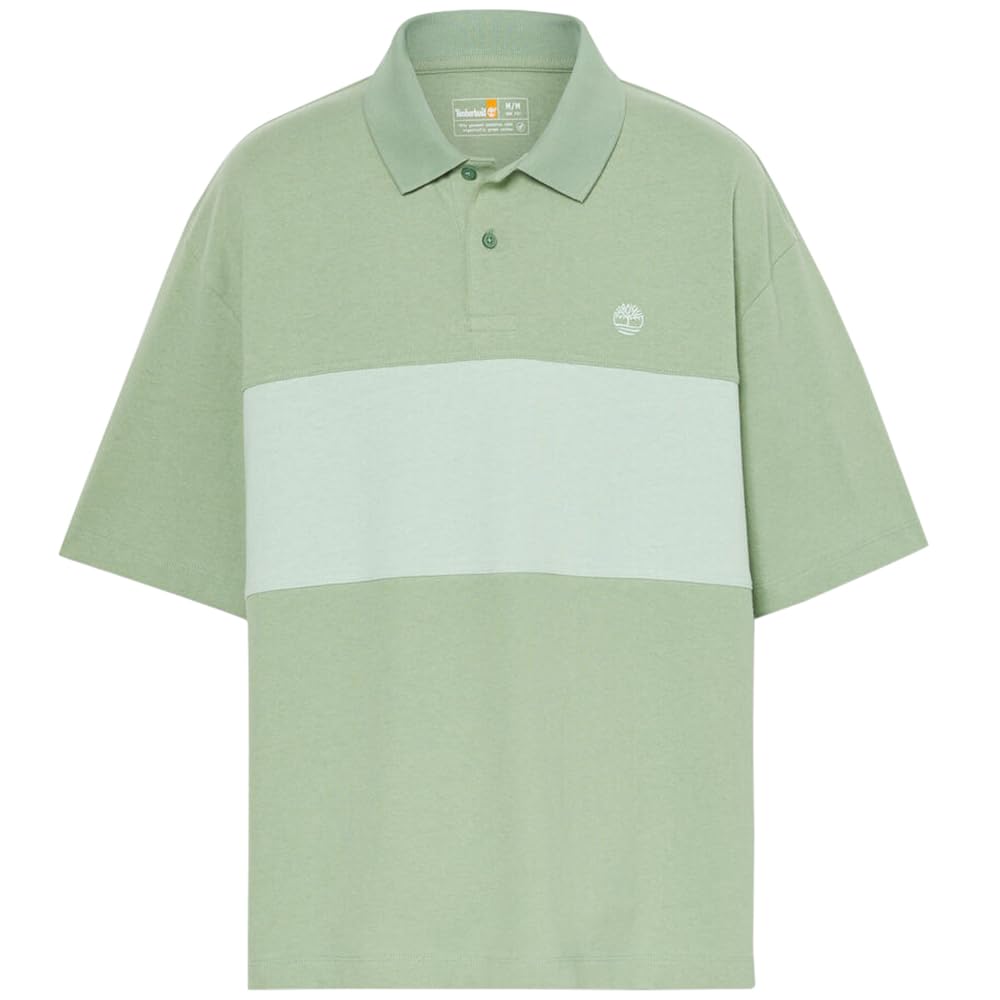 Timberland Men's Short Sleeve Color Block Rugby Polo Shirt, Green Bay Camo Green, Size L (TB0A69WQEPE1)