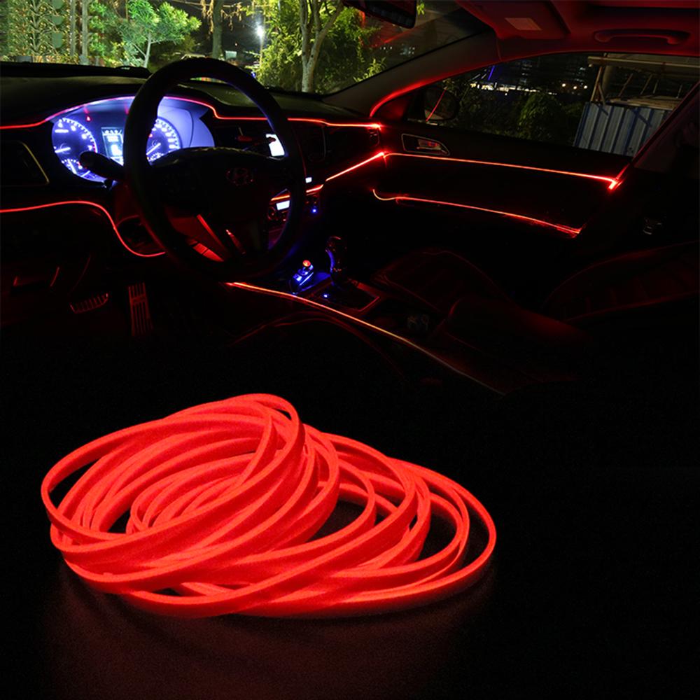 12V 1m/2m/3m/5m LED Strips LED Car Interior Decorative Lamp Flexible Neon Cold RGB Lights Door Foot Seat Decoration Universal