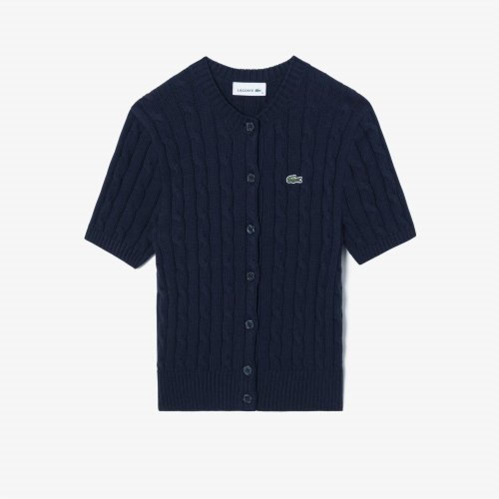 

LACOSTE Женский кардиган с короткими рукавами, [Темно-синий]